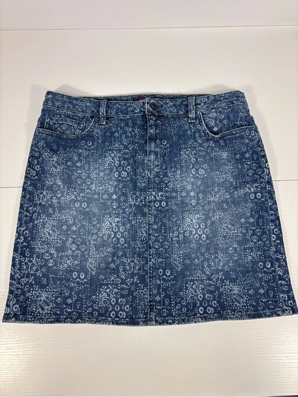 Tommy Hilfiger Denim Skirt Bandana Paisley Western Cowgirl Y2K Size 12